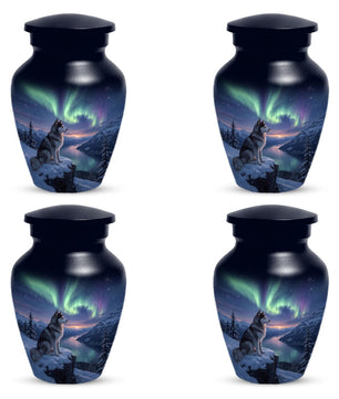 Husky Dog Urn for Ashes - Aurora Borealis Mini Urns For Pets
