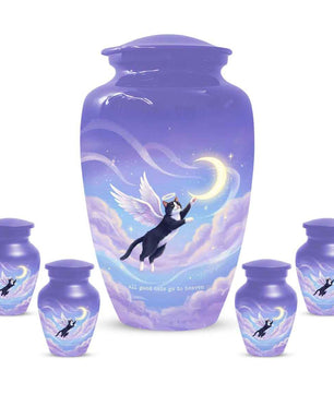 Black Cat Keepsake Kitty Urns - Purple Cremation Urn For Pet Ashes