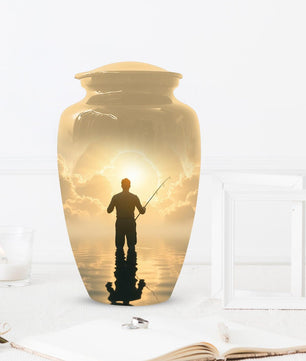 Gone Fishing in Heaven Urn for Dad | Fisherman Hunting Urns For Adult Male Men