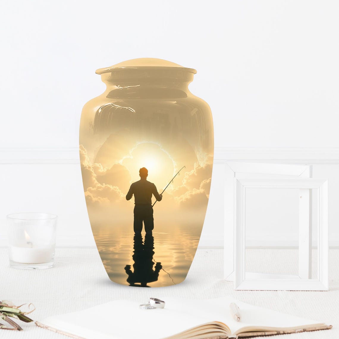Gone Fishing in Heaven Urn for Dad | Fisherman Hunting Urns For Adult Male Men