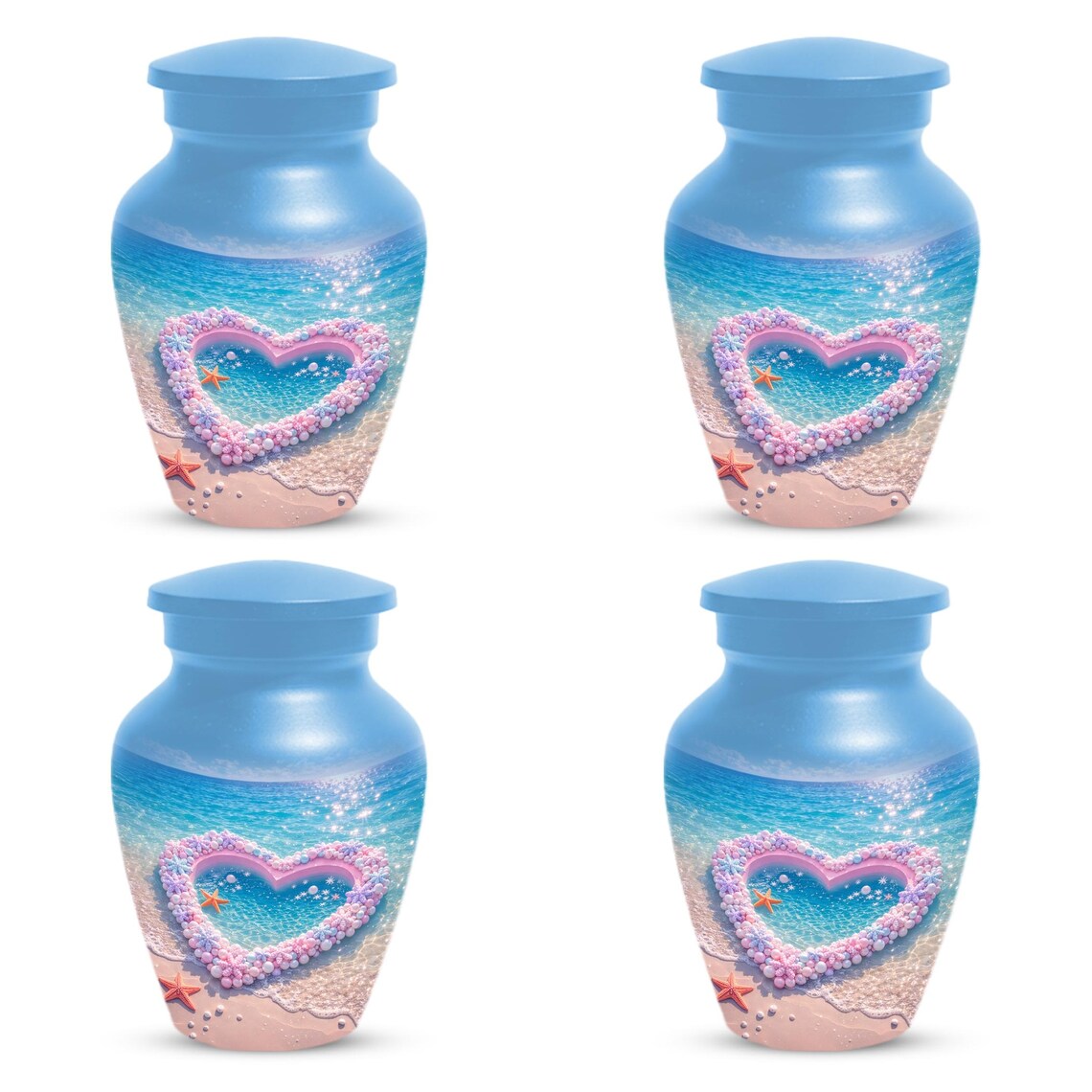 Beach Heart Urn For Human Ashes - Customized Ocean Urns For Men and Women
