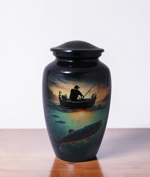 Fishing Urns For Dads Ashes - Fisherman Cremation Urn For Adult Male