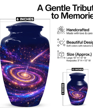 Galaxy Urn For Human Ashes - Blue Memorial Urns For Adult Male & Female