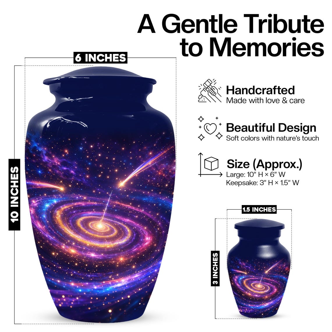 Galaxy Urn For Human Ashes - Blue Memorial Urns For Adult Male & Female