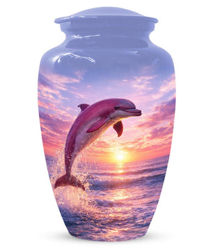 Pink Dolphin Urn For Ashes - Blue Ocean Cremation Urns For Adults