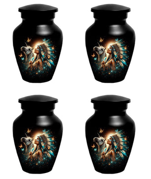 Western Native American Urn For Women Ashes - Unique Horse Mini Urns For Female