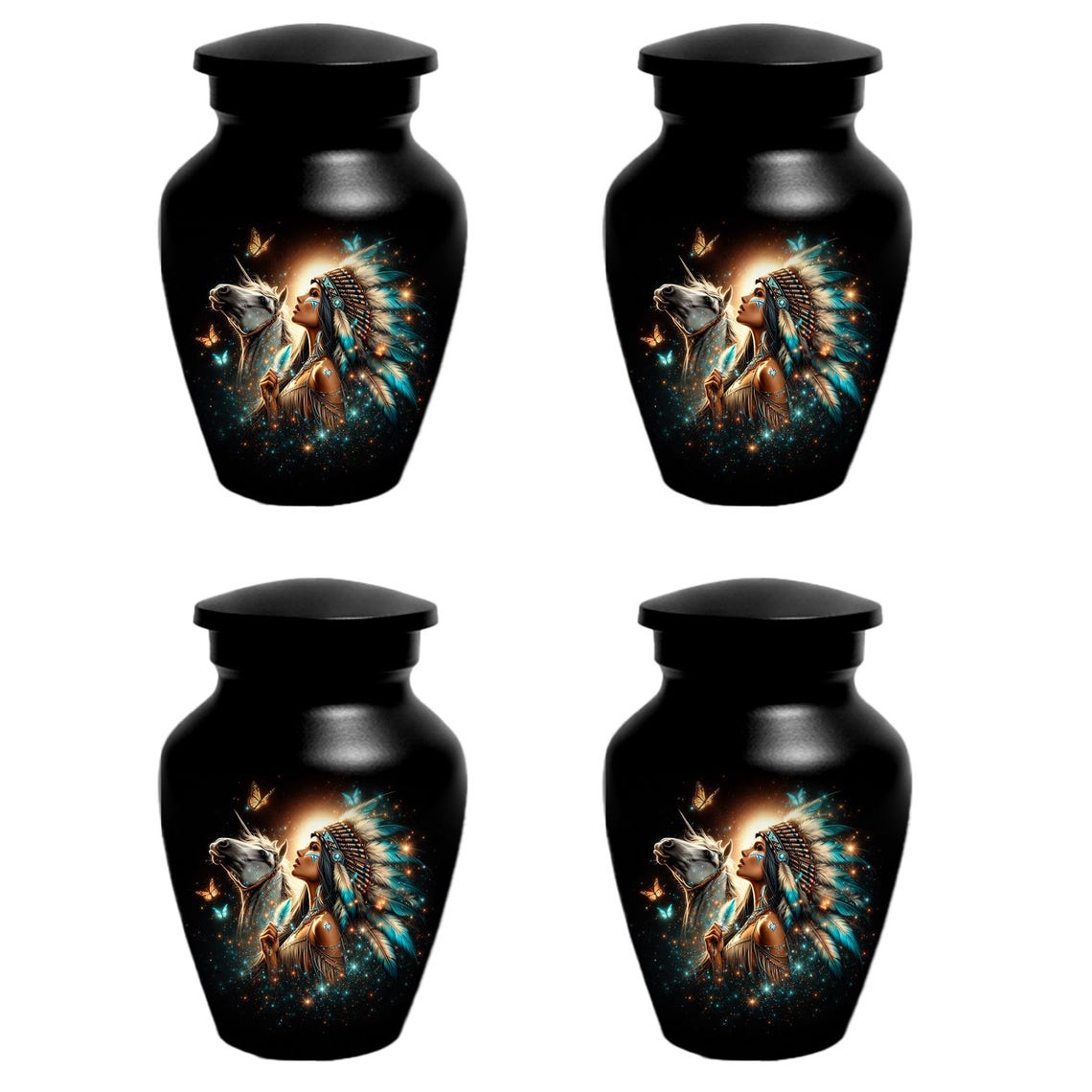 Western Native American Urn For Women Ashes - Unique Horse Mini Urns For Female