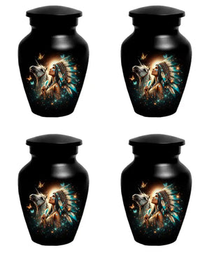 Western Native American Urn For Women Ashes - Unique Horse Mini Urns For Female