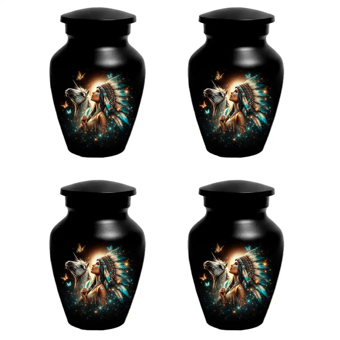 Western Native American Urn For Women Ashes - Unique Horse Mini Urns For Female