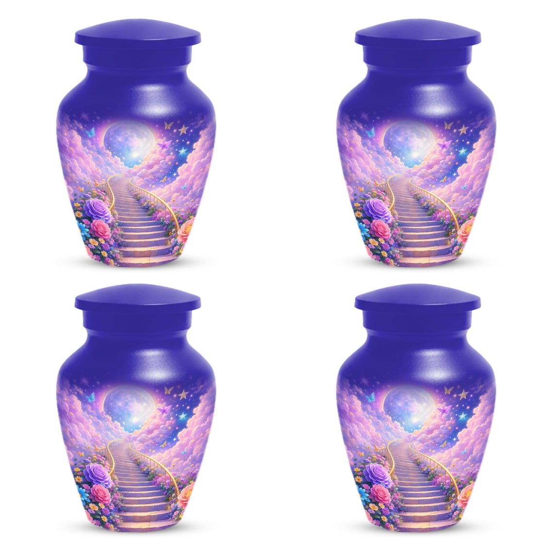 Floral Stairway Heaven Urn For Human Ashes - Moonlit Urns For Cremation, Funeral