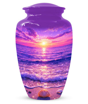 Purple Sunset Beach Urn For Ashes - Coastal Ocean Urns For Mom and Dad