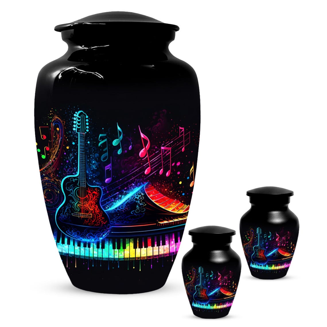Guitar Music Note Urn For Ashes - Piano Cremation Urns For Male & Female