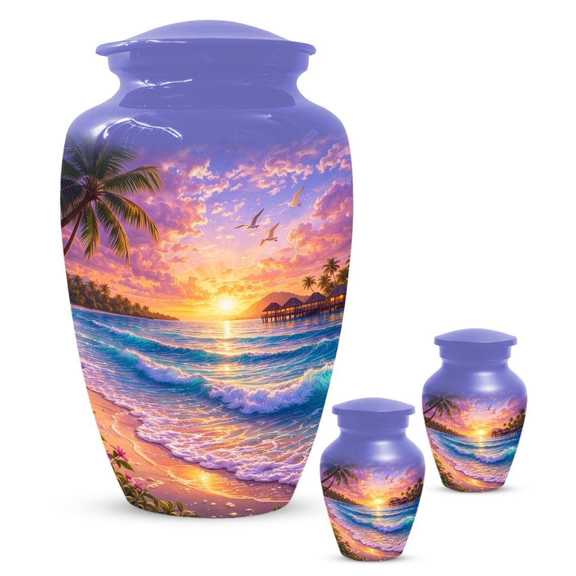 Beach Scene Urn - Ocean Wave Memorial Urns For Human Ashes