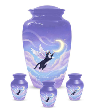 Black Cat Keepsake Kitty Urns - Purple Cremation Urn For Pet Ashes