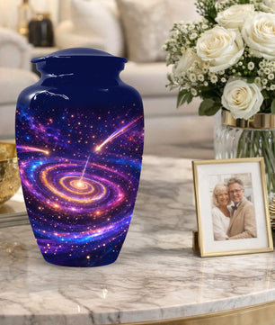 Galaxy Urn For Human Ashes - Blue Memorial Urns For Adult Male & Female