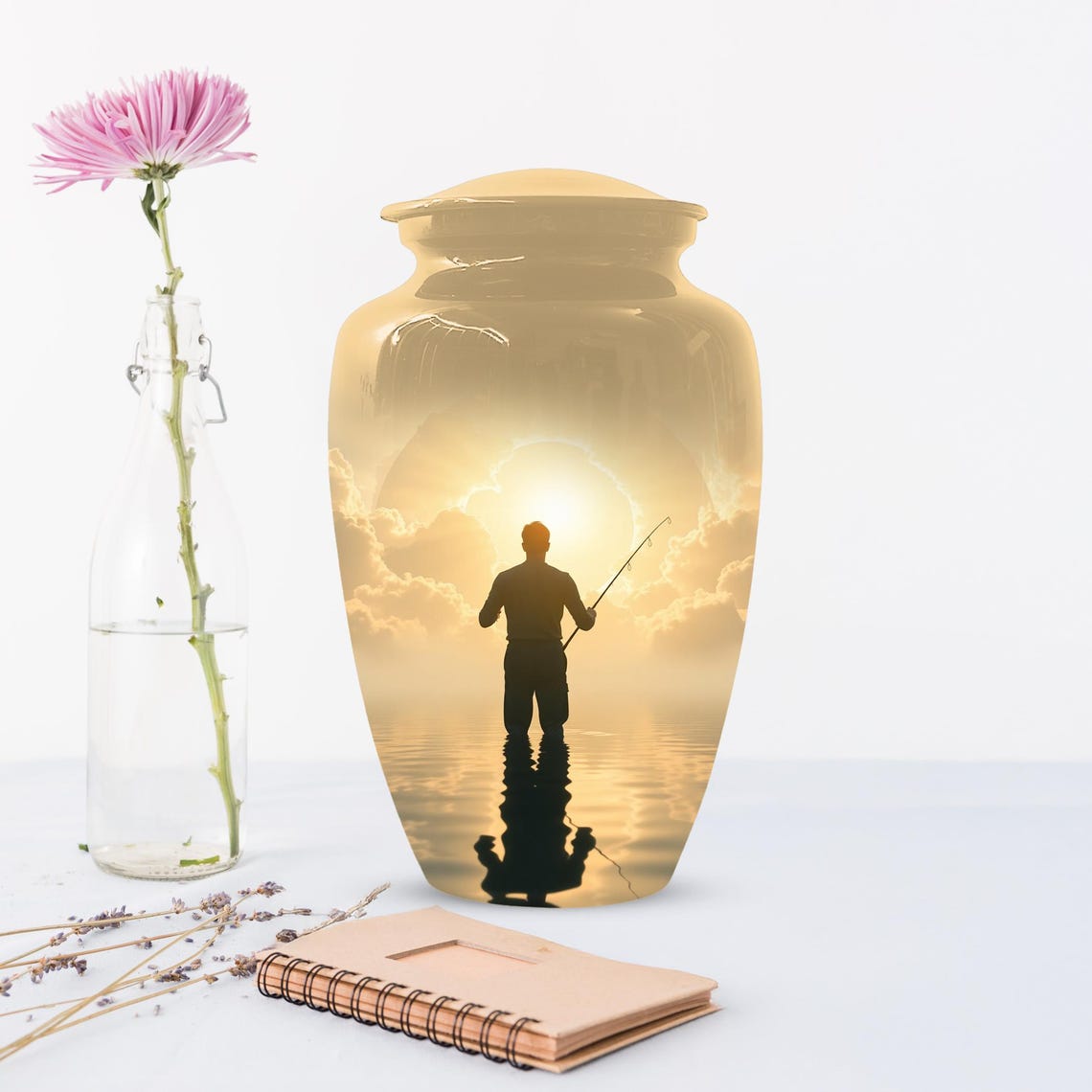 Gone Fishing in Heaven Urn for Dad | Fisherman Hunting Urns For Adult Male Men