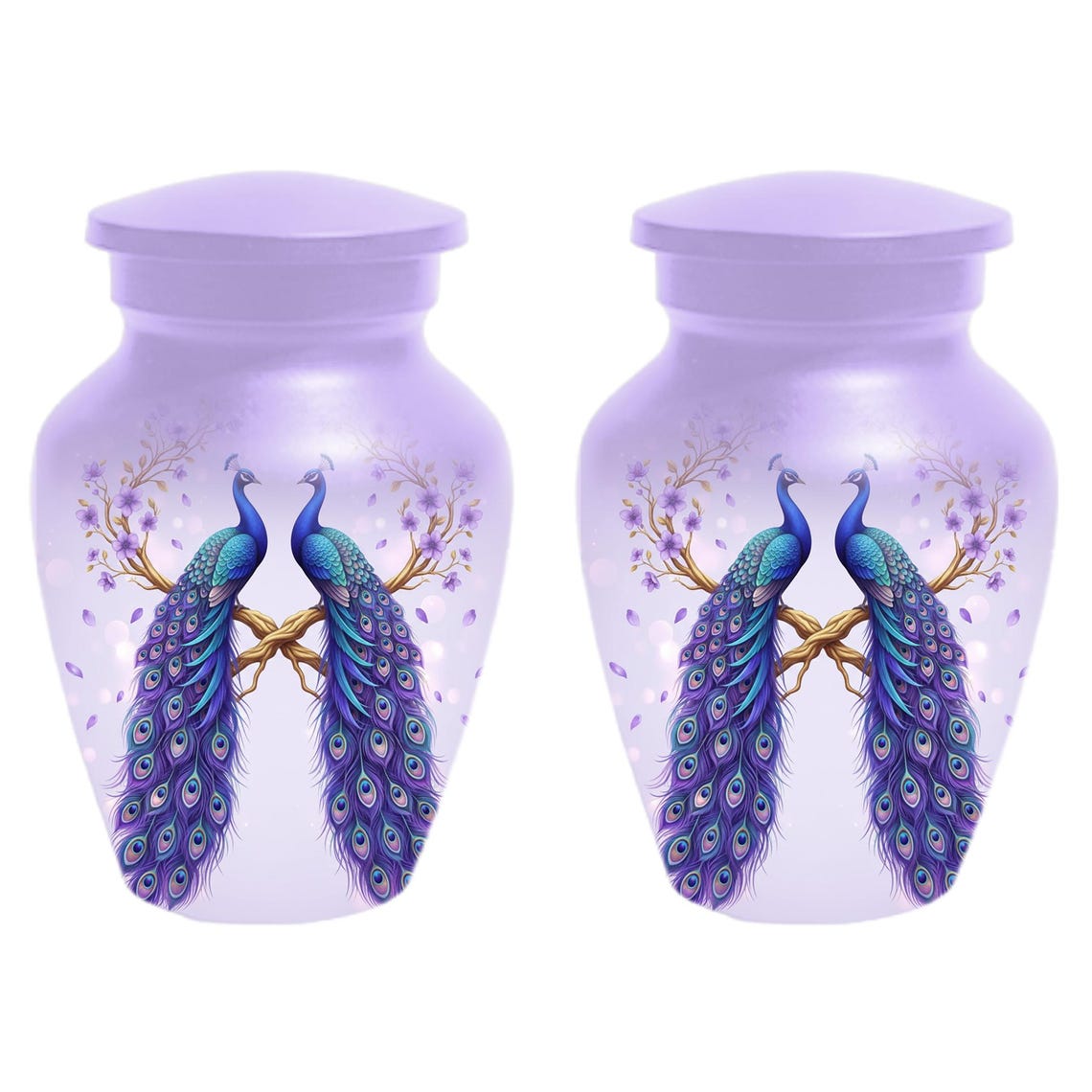 Peacock Companion Urn For Human Ashes - Extra Large Couple Urns For Husband and Wife