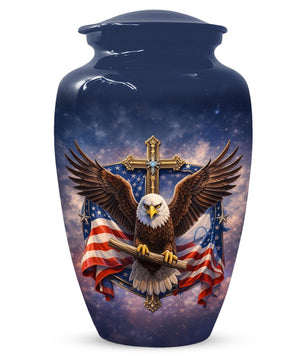 Flying Eagle Urn For Human Ashes - Celtic Cross Religious Cremation Urns For Dad