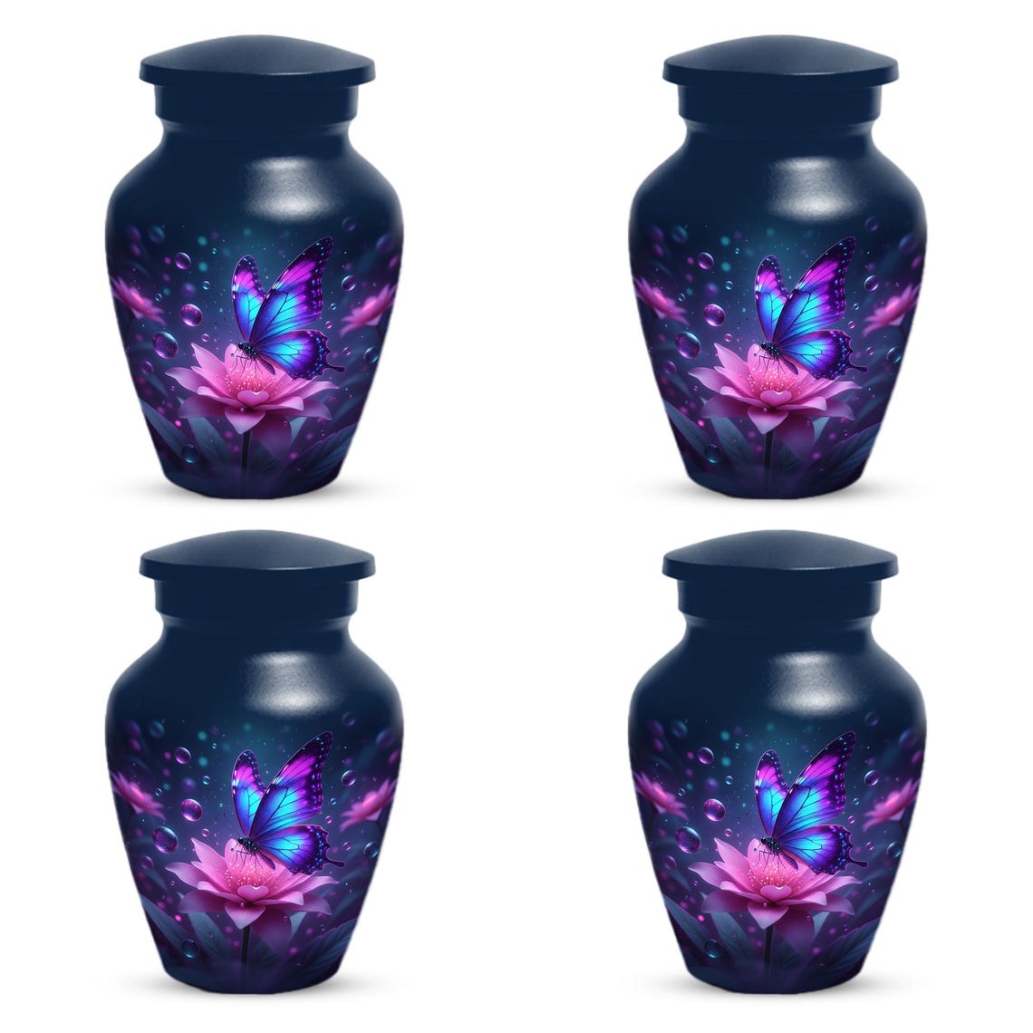 Blue Butterfly Urn For Mom Ashes - Lotus Flower Cremation Urns For Women