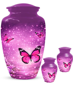 Pink Butterfly Urn For Women Ashes - Personalized Mini Urns For Adult Female