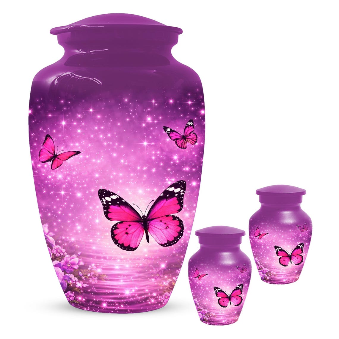 Pink Butterfly Urn For Women Ashes - Personalized Mini Urns For Adult Female
