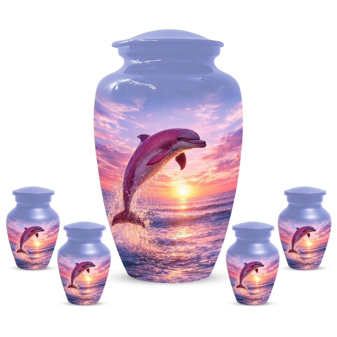 Pink Dolphin Urn For Ashes - Blue Ocean Cremation Urns For Adults