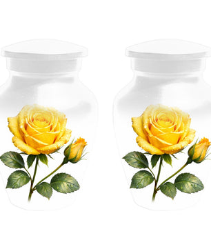 Yellow Rose Cremation Urn For Ashes - Flower Keepsake Mini Urns With Rose