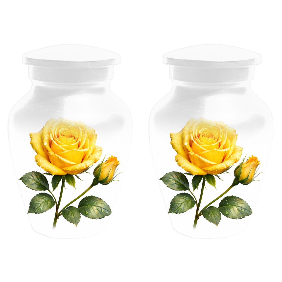 Yellow Rose Cremation Urn For Ashes - Flower Keepsake Mini Urns With Rose