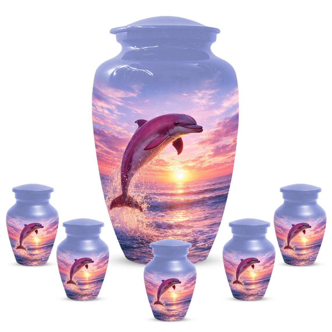 Pink Dolphin Urn For Ashes - Blue Ocean Cremation Urns For Adults