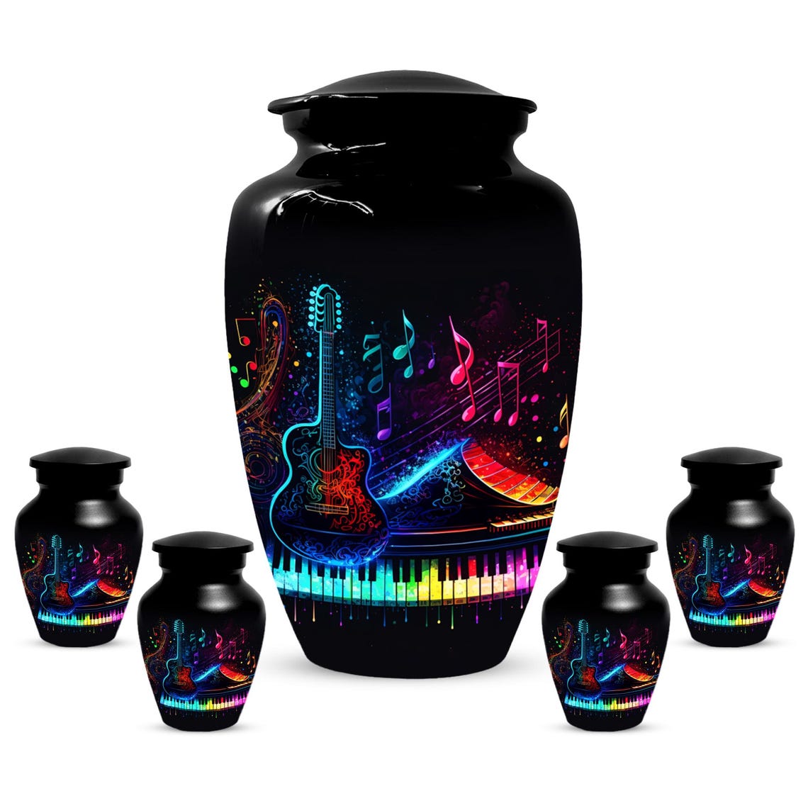 Guitar Music Note Urn For Ashes - Piano Cremation Urns For Male & Female