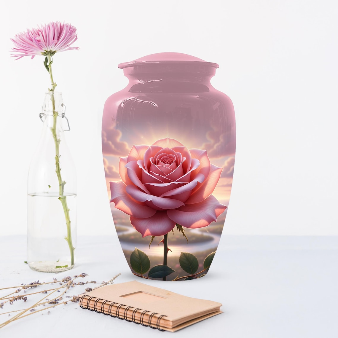 Rose Urn For Ashes Female - Pink Flower Cremation Urns For Women