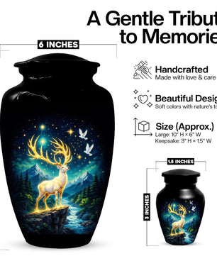 Deer Urn For Human Ashes - Forest Animal Cremation Urns For Male and Female
