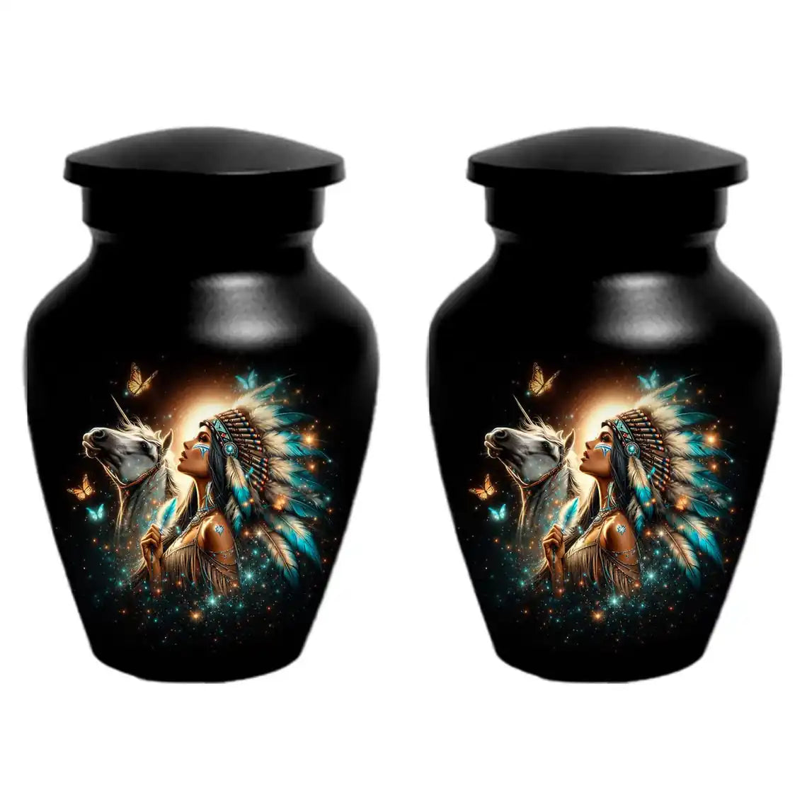 Western Native American Urn For Women Ashes - Unique Horse Mini Urns For Female