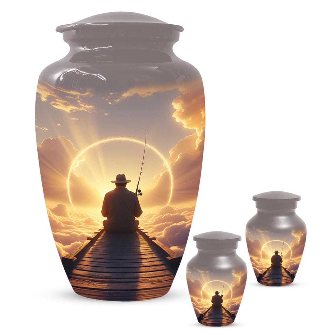 Gone Fishing in Heaven Urn for Dad | Custom Fisherman Memorial Urns For Male