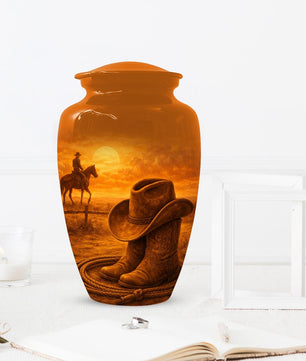 Cowboy Boot Urn for Dad - Cowboys Hat Cremation Urns For Ashes Male
