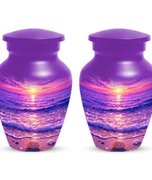 Purple Sunset Beach Urn For Ashes - Coastal Ocean Urns For Mom and Dad