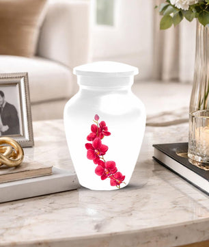 Red Orchid Urn For Ashes - Small Cremation Urns For Men & Women