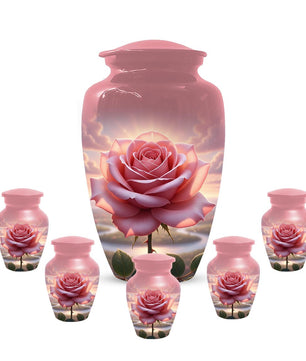 Rose Urn For Ashes Female - Pink Flower Cremation Urns For Women