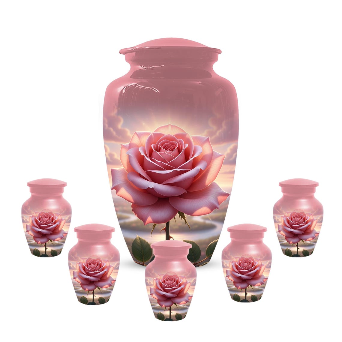 Rose Urn For Ashes Female - Pink Flower Cremation Urns For Women