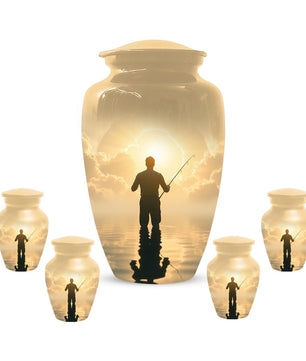 Gone Fishing in Heaven Urn for Dad | Fisherman Hunting Urns For Adult Male Men