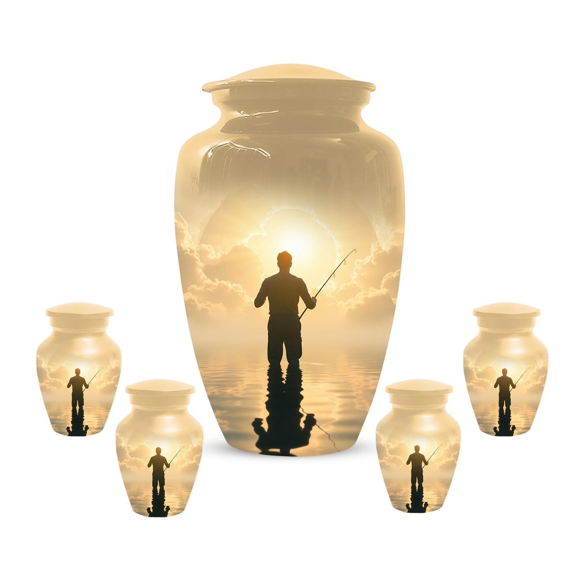 Gone Fishing in Heaven Urn for Dad | Fisherman Hunting Urns For Adult Male Men