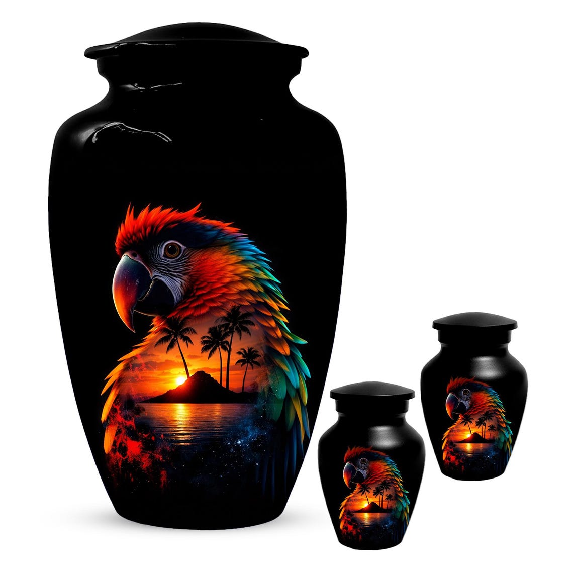 Parrot Urn For Human Ashes - Forest Artistic Urns For Adult Male and Female