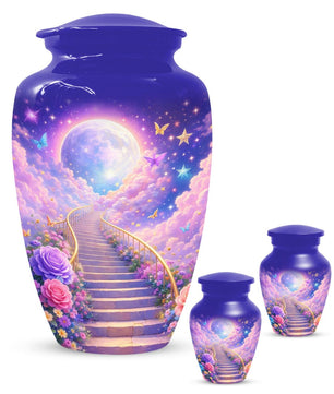 Floral Stairway Heaven Urn For Human Ashes - Moonlit Urns For Cremation, Funeral