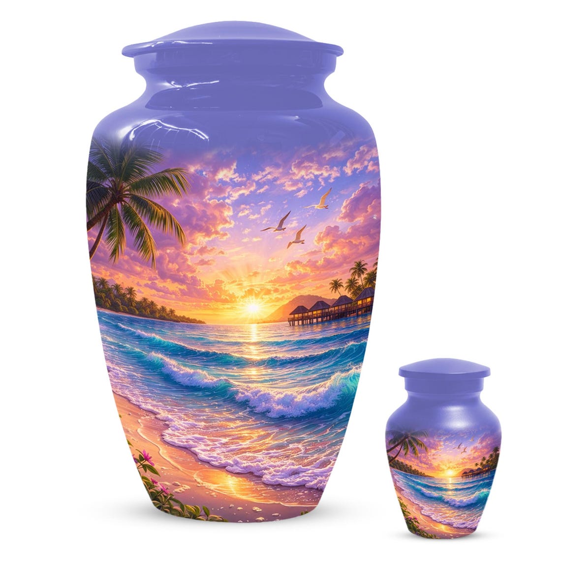 Beach Scene Urn - Ocean Wave Memorial Urns For Human Ashes