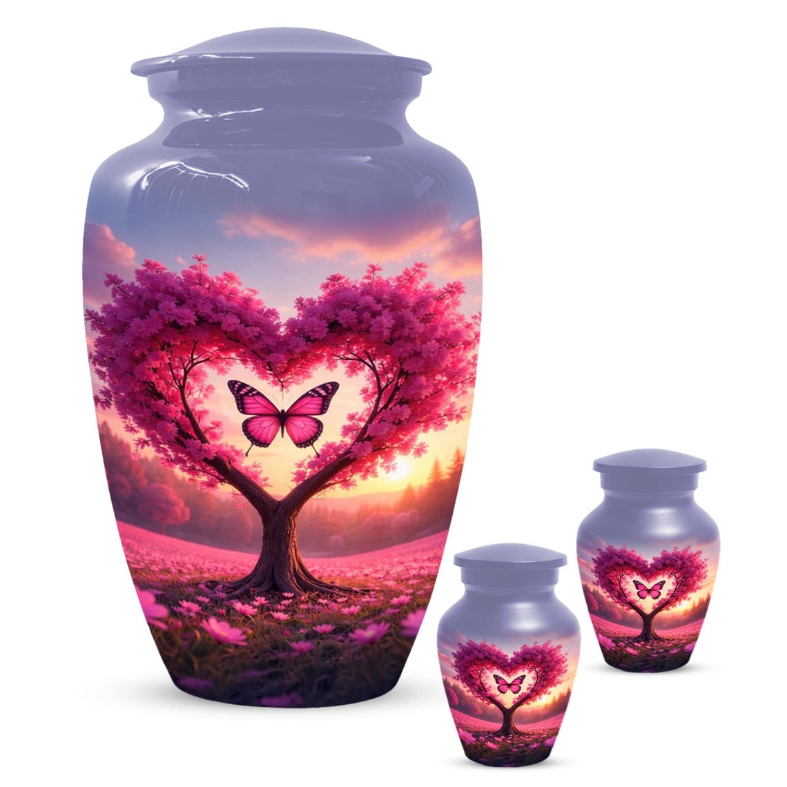 Pink Mini Butterfly Urn For Human Ashes - Tree Cremation Urns for Male & Female