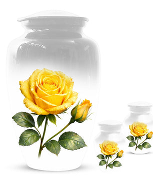 Yellow Rose Cremation Urn For Ashes - Flower Keepsake Mini Urns With Rose