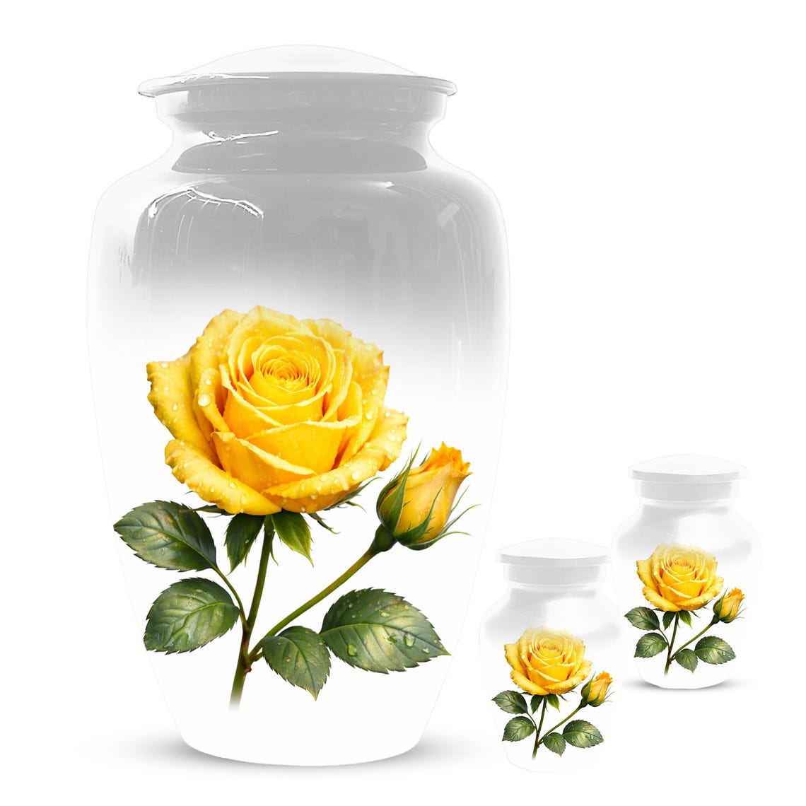 Yellow Rose Cremation Urn For Ashes - Flower Keepsake Mini Urns With Rose