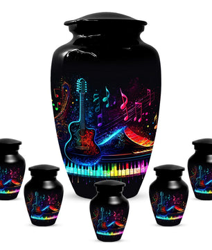 Guitar Music Note Urn For Ashes - Piano Cremation Urns For Male & Female