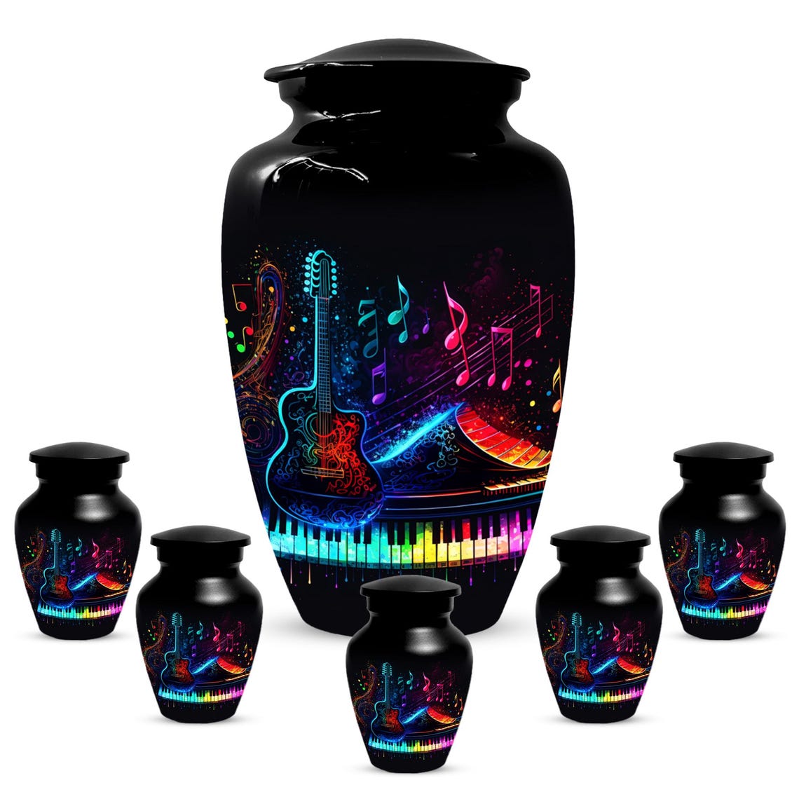 Guitar Music Note Urn For Ashes - Piano Cremation Urns For Male & Female