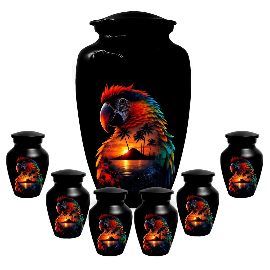 Parrot Urn For Human Ashes - Forest Artistic Urns For Adult Male and Female